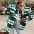 thumbnail image 4 of Womens Casual Plaid Shacket Wool Blend Button Down Long Sleeve Shirt Fall Jacket Shackets, 4 of 9