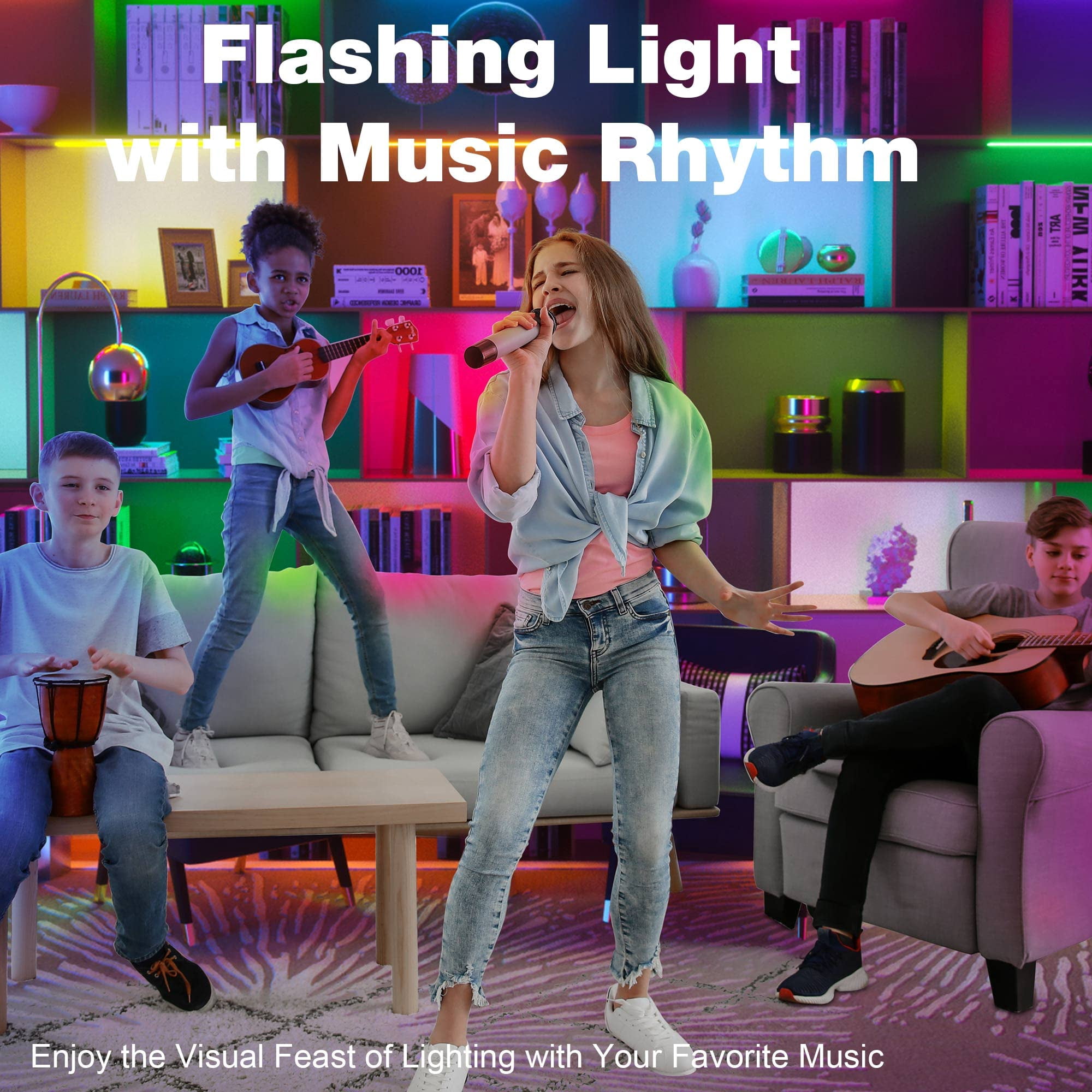 6Pcs RGB Under Cabinet Lights Plug in, 12 Inch Under Cabinet Lighting Kit, Closet Lights with Smart APP Remote & Adapter, Dimmable Under Counter Lights for Kitchen, Shelf, Workbench, Desk, Bookcase