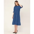 thumbnail image 6 of Moomaya Short Sleeves Round Neck Tiered Solid Cotton Dress -Women's Casual Dress, 6 of 9