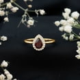 thumbnail image 3 of Rosec Jewels Garnet Teardrop Engagement Ring with Halo - 1 Carat - 5X7 mm Pear Shape - Natural Garnet Diamond Ring - AAA Grade, 14K Yellow Gold, US 7.00, 3 of 8