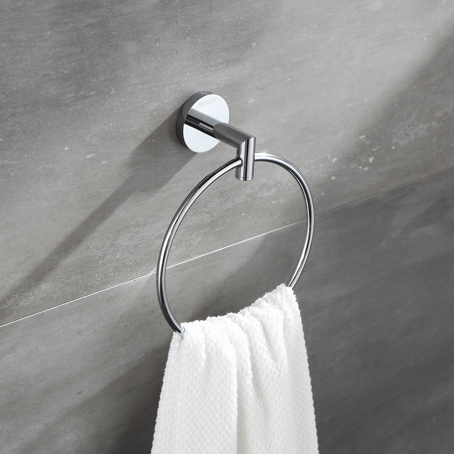 BUVELOT Chrome Towel Ring, Brass Hand Towel Holder for Bathroom, Modern ...