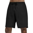 thumbnail image 2 of MIXUE Mens Shorts Summer Solid Color Elastic Waist Drawstring Casual Athletic Running Gym Loose Fit Beach Holiday Wear,Black,M, 2 of 4