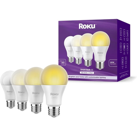 Smart Light Bulbs (White, 4-Pack) - Dimmable A19 Lightbulbs with Adjustable Brightness & Temperature - WiFi Smart Bulbs Works with Voice, Alexa & Google Assistant, No Hub Required