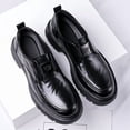 thumbnail image 3 of Men'S All-Season Low-Top Thick-Soled British Style Slip-On Loafers Faux Upper, Fabric Inner, Round Toe | Fashion Business Casual Shoes,, 3 of 10