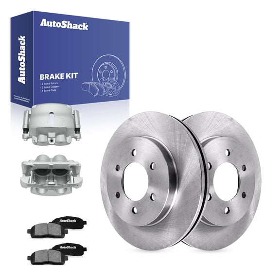AutoShack Front Vented Brake Rotors   Ceramic Pads   Calipers 8-PC Brake Kit Replacement for 2005-2008 Ford F-150 2006-2008 Lincoln Mark LT 12.99" (330 mm)