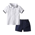 thumbnail image 3 of Letdown Boys' Summer Outfit Back to School 2-Piece Set: Polo T-Shirt + Elastic Waist Shorts with Pockets, Color Block Casual Play Clothes, 3 of 9