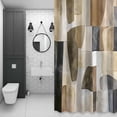 thumbnail image 4 of Abstract Color Block Shower Curtain for Bathroom Decor, Brown Beige Geometric Modern Art Waterproof Fabric Shower Curtain, 72"x96" Set with 12 Hooks, 4 of 9