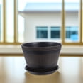thumbnail image 1 of OFFIGAM Resin Barrel Planter Barrel Planter With Dark Brown ABS For Garden 1Set, 1 of 8