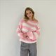 thumbnail image 5 of Suéter de Rayas de Gran Tamaño para Mujer, Sudadera de Punto con Bloques de Color, Larga, Suéter Holgado, Jersey Preppy Y2K. Rosa L, 5 of 6
