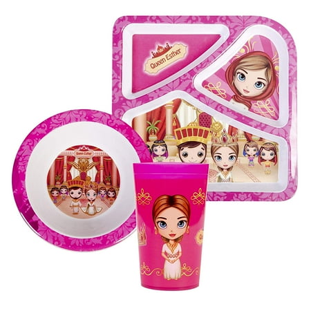 He Loves Me Queen Esther 3 Piece Mealtime & Dinnerware Kids Set BPA Free