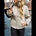 thumbnail image 4 of Sudadera con Cremallera para Mujer, Chaquetas Informales de Larga, Ropa de Abrigo para Invierno, Moda de Otoño Caqui L, 4 of 8