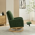 thumbnail image 3 of Rocking Chair for Nursery, High Back Glider Chair with Retractable Footrest, Side Pocket, Rubber Wood Rocking Accent Armchair for Living Room, Bedroom, Green, 3 of 9