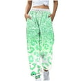 thumbnail image 2 of WFJCJPAF 2025 New Product Pants for Women Plus Size Stretch,Women Fashion Color Blocked Printed Drawstring Pants - Green S, 2 of 5