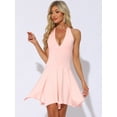 thumbnail image 2 of DARING DIVA Deep V Neck Backless Skater Mini Dress XL Light Pink, 2 of 6