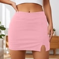 thumbnail image 2 of Womens Skort High Waist Side Slit Skirt with Built in Shorts Solid Stretchy Bodycon Pencil Casual Pink M, 2 of 4