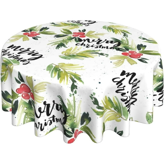 Merry Christmas Tablecloth Round 60 Inch Snowflake Tablecloth Washable Table Cover with Winter Xmas Table Cloth for Kitchen Dining Room Christmas Party Picnic Patio