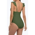 thumbnail image 6 of Women's Ruffle V Neck One Piece Swimsuit Ruched Monokini Swimwear, 6 of 7
