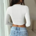 thumbnail image 3 of Women's Long Sleeve Slim Fit Crew Neck Long Sleeve T Shirt Tops Tops Plain Basic Crop Top Casual Clothes Streetwear Clean Girl Clothes Men's Thermals Top And Bottom Mens Long Sleeve Running Shirt Cold, 3 of 3