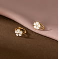 thumbnail image 4 of 925 Sterling Silver White Flower Hoop Earrings Huggie for Women Teens Small Daisy Hoop Earrings Summer Earrings, 4 of 9