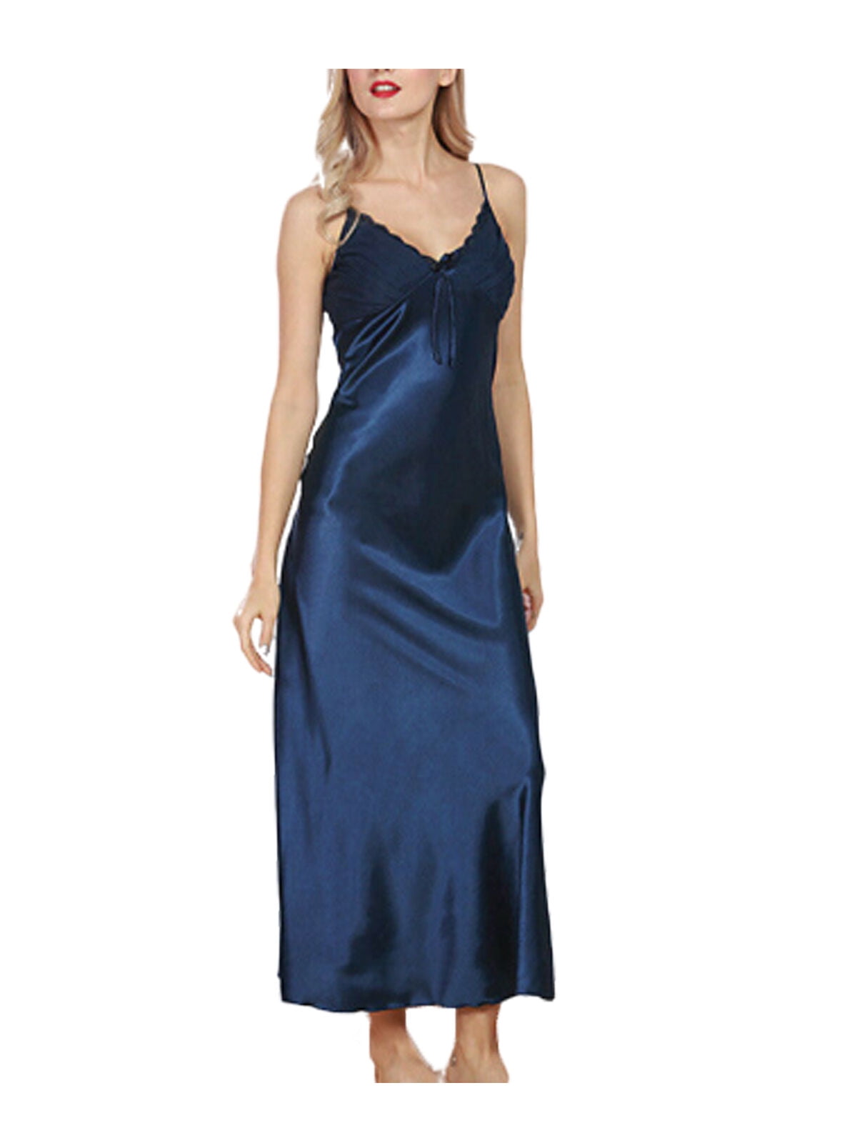 Women Nighties Ladies Sexy Silk Satin Nightgown Sleeveless Long