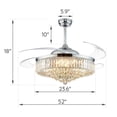 thumbnail image 3 of HOOMEDELIER 52in Chrome Modern LED Chandelier Ceiling Fan with Remote Control, 3 of 21