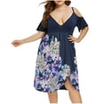 thumbnail image 2 of LSLJS Women Plus Size V-Neck Floral Print Short Sleeve Boho Dress, 2 of 7