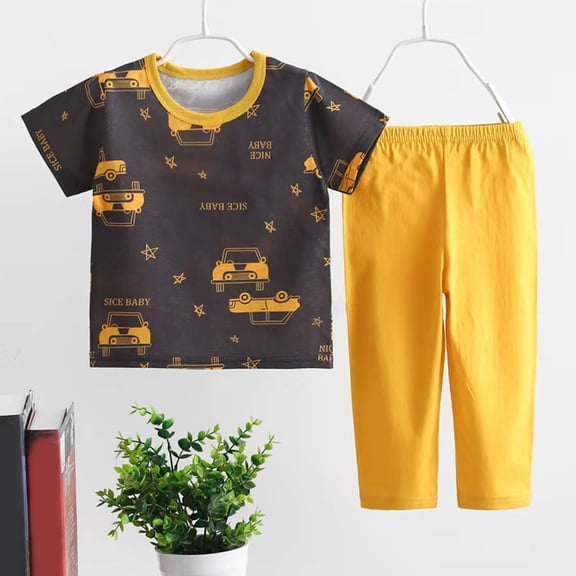 LIBRCLO Boys Clothes Size 6 Years Summer Short Sleeve Graphic T Shirts and Pants Outfit Sets Casual Loungewear Kids Clothes