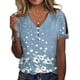 thumbnail image 3 of Mujeres blusa botón V Masajeadores de cuello manga corta frío hombro elegante casual señora Top para las mujeres verano azul claro S, 3 of 6