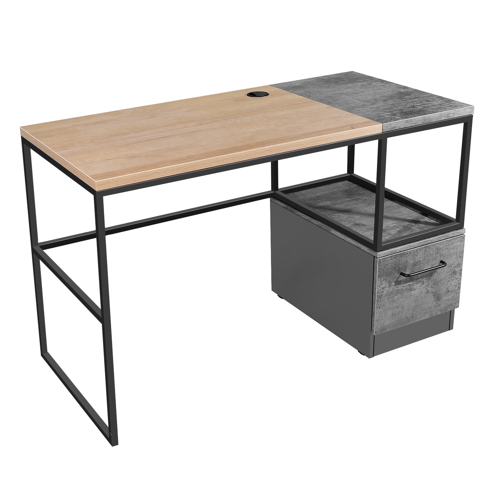 KAWELL 47" Home Office Desk with File Drawers/Storage Shelves, Modern