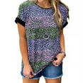 thumbnail image 1 of Nouveau T-Shirt à Manches Courtes Léopard pour Femmes Nouvelle Mode T-Shirt de Rue Grande Taille Col Rond Ample Décontracté, 1 of 8
