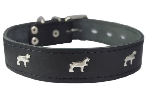 Leather Brothers Hundehalsband Aus Latigo-Leder – Schwarz, Mit Nieten, 1 Zoll Breit, Größe X-Large