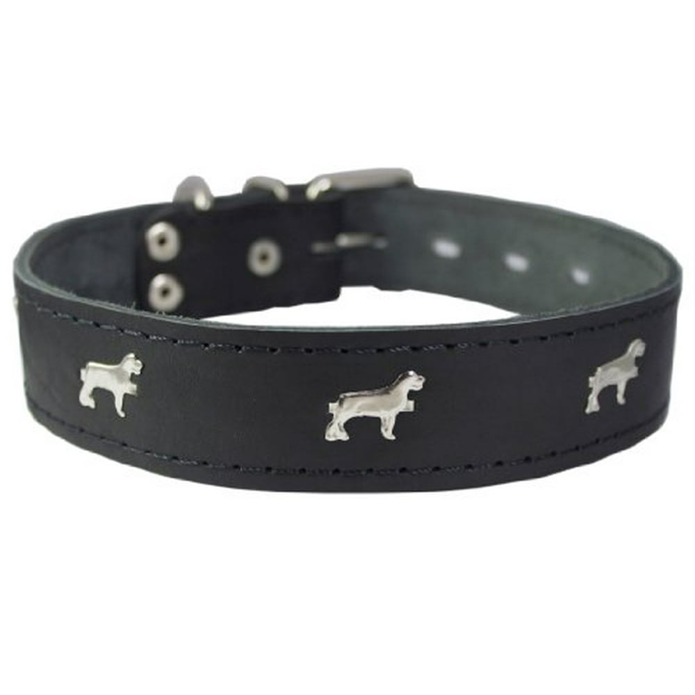 Genuine Leather Studded Dog Collar, Black, 1.5" Wide. Fits 16"20" Neck Size Amstaff Walmart