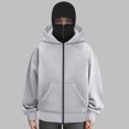 thumbnail image 5 of NOLDARES Women's Balaclava Hoodie Full Zipper Jacket Double Hooded Sweatshirt Wind Resistant Athletic Coat(T153-Light Gray,L), 5 of 5
