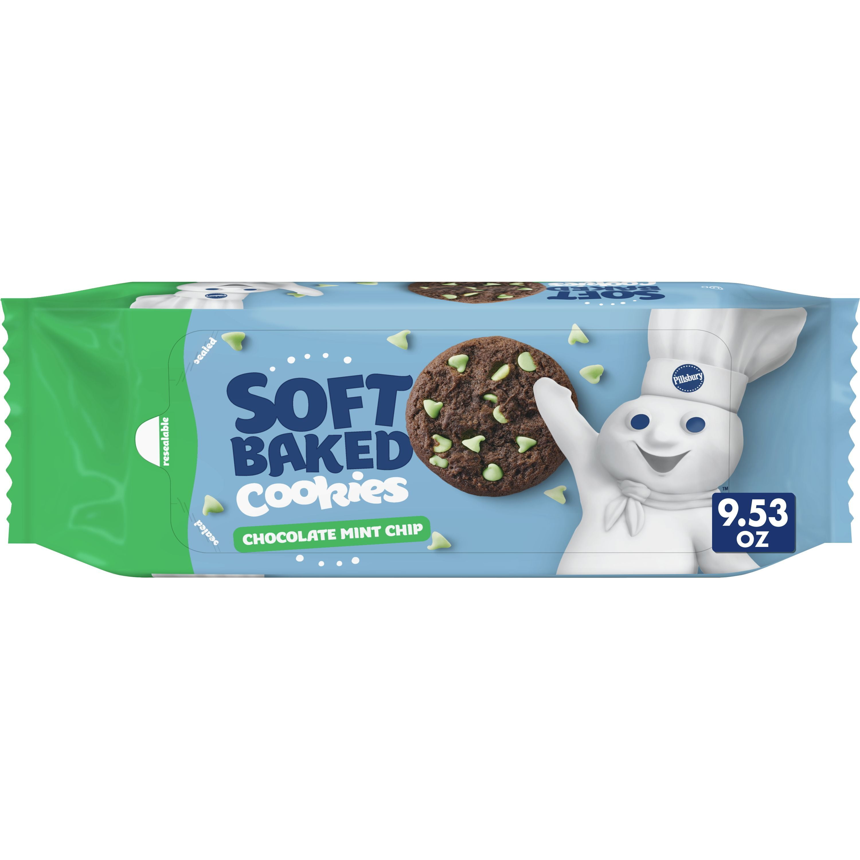 Pillsbury Soft Baked Cookies, Chocolate Mint Chip, 18 ct