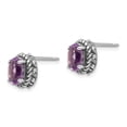 thumbnail image 2 of White Sterling Silver Earring Stud Women'S Amethyst Oval Purple 10 mm 8, 2 of 3