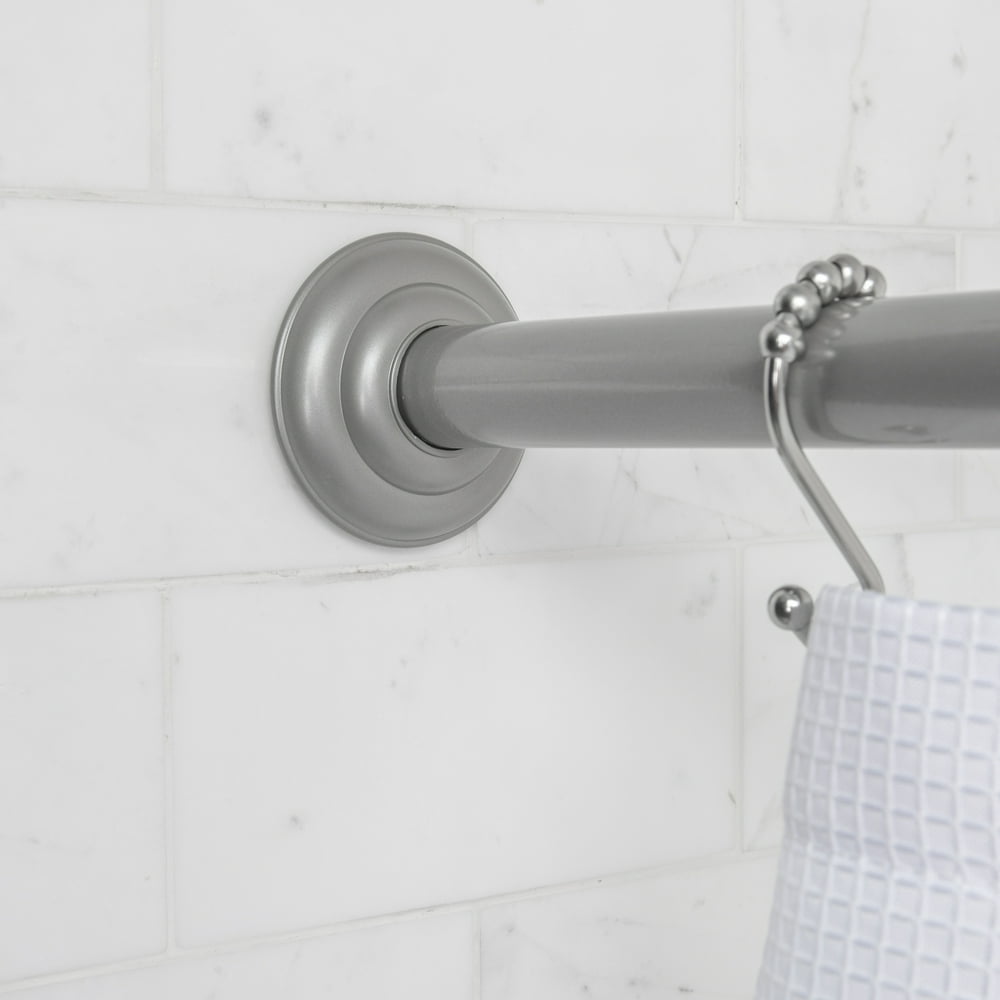 Mainstays Permanent Straight Shower Curtain Rod 41 in 72 in, Brushed