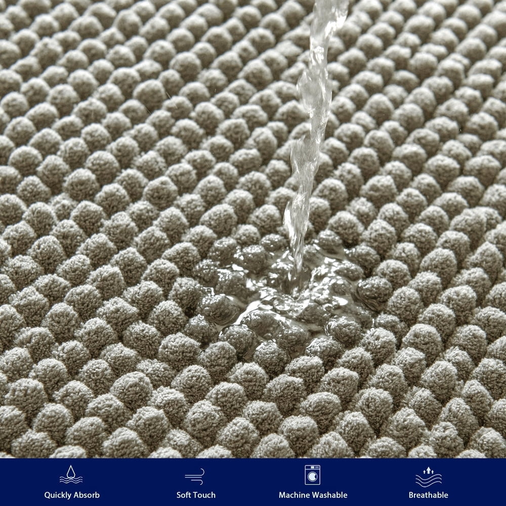 Chun Yi Non-slip Bathroom Rugs Chenille Soft Absorbent Plush Bath Mat (Taupe Brown,24"*60")