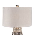 thumbnail image 2 of Benzara Drum Shade Table Lamp with Textured Ceramic Base, Beige and Black, 2 of 3