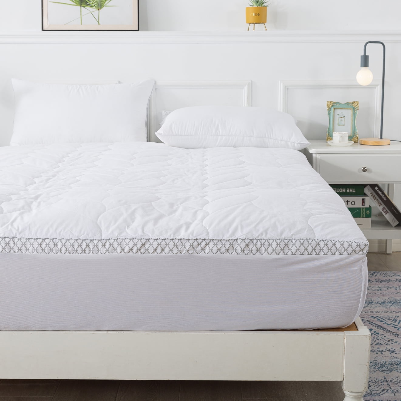 Waverly Quilted Cotton Top with Feather Topper - Queen