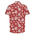 thumbnail image 4 of Rciityk Christmas Hawaiian Tee Shirt Tops for Men Summer Turndown Collar Button Up Short Sleeve T-Shirts Casual Snowflake Xmas Tree Print Vacation Shirt, 4 of 5