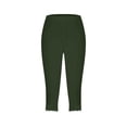 thumbnail image 5 of JoveMarine Work Pants Women - Elastic High Waist Diamond Rhinestone Decor Slim Fit Bottoming Capris for Party Workout, Tummy Control Stretchy,Army Green L, 5 of 7