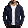 thumbnail image 3 of Men's Hooded Windbreaker Jacket Solid Color Outdoor Windproof And Waterproof Long Sleeved Hooded Jacket Outdoor Hiking Trails, 3 of 7