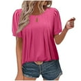 thumbnail image 2 of Flash Deals! Summer Shirts for Women, ZHUGeLI Fashion Women's Casual Solid Color Short Sleeve Round-Neck Blouses Shirts, 2 of 7