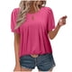thumbnail image 1 of Camisas de Manga Corta para las Mujeres Casual Color Sólido Cuello Redondo Blusa, Poliéster Ligero Primavera Y Verano Superior, 1 of 8