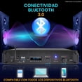 thumbnail image 3 of Amplificador de Potencia Bluetooth 2000W Pyle, 2 Canales, Puenteable, Montaje en Rack, Audio Profesional, Receptor Estéreo, Entrada TRS XLR, Pantalla LCD, Modo Puente y Ventilador de Enfriamiento, 3 of 6