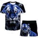thumbnail image 1 of Trajes de tigre para niños, camisetas de manga corta con estampado de dibujos animados de verano y pantalones cortos, conjunto de dos piezas, ropa informal para niños, trajes 7T Gao Jinjia LED, 1 of 2