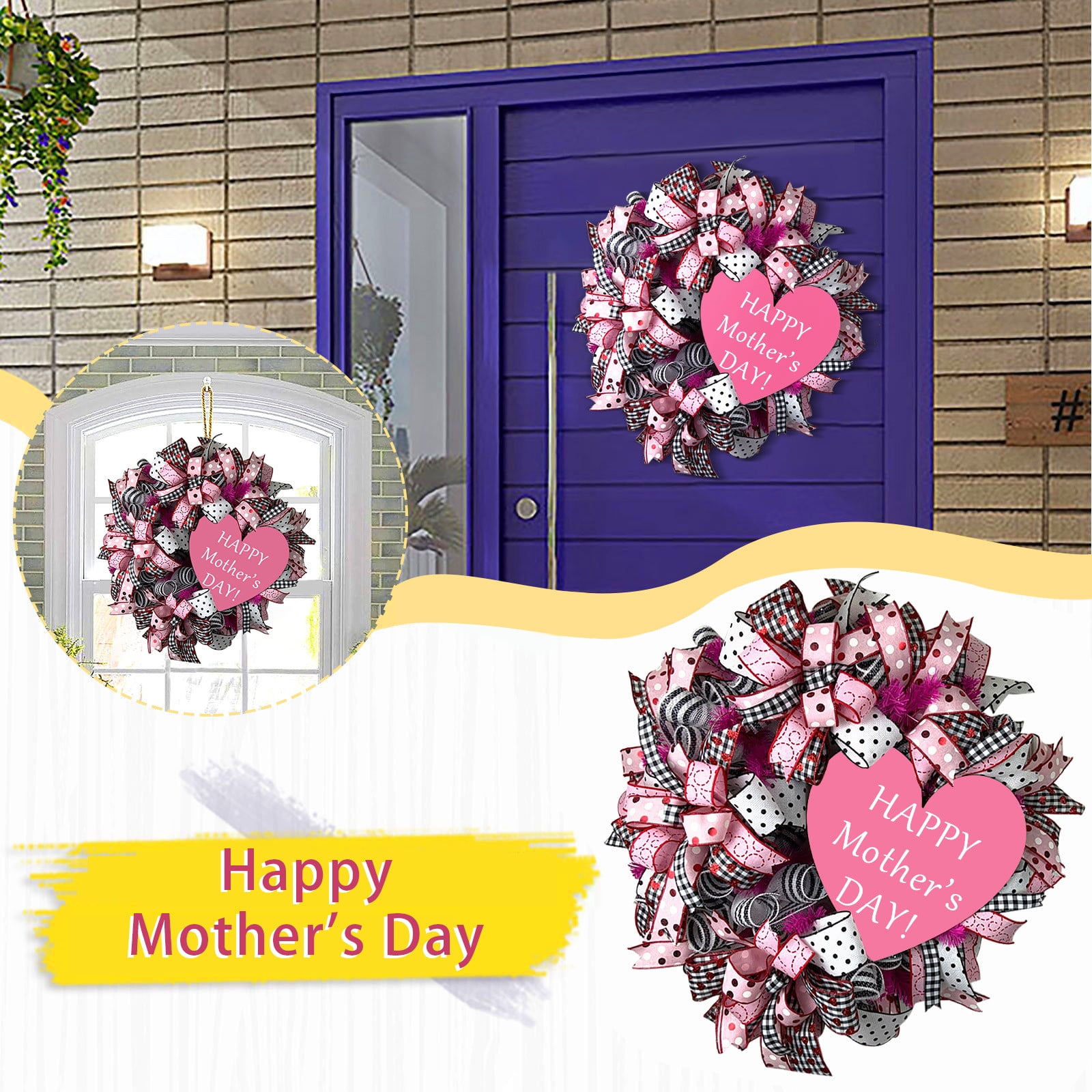 Mittory Mother's Day Wishes Wreath Cartoon Bunny Shape Cute Decoration Ornaments Mittory Mother's Day Wishes Wreath Cartoon Bunny Shape Cute Decoration Ornaments