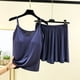 thumbnail image 2 of Conjunto de pijama de verano para mujer de 2 piezas: cuello cuadrado, manga corta, poliéster suave, ropa para dormir y estar por casa., 2 of 6