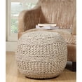 thumbnail image 3 of Empowerseas, Inc. AANNY Designs Winston Wool Round Pouf Ottoman Beige, 3 of 5