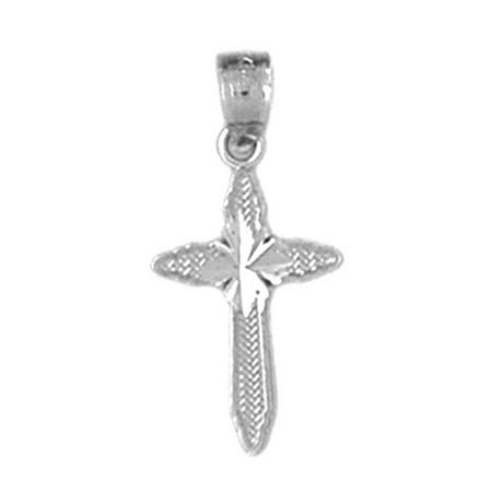 18K White Gold Passion Cross Pendant - 21 mm